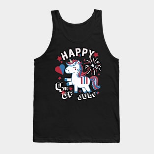 Happy 4th of July With Funny Unicorn Tank Top